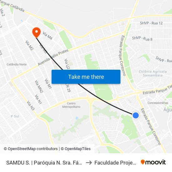 SAMDU S. | Paróquia N. Sra. Fátima to Faculdade Projeção map