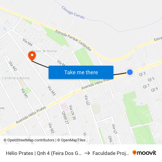 Hélio Prates | Qnh 4 (Feira Dos Goianos) to Faculdade Projeção map