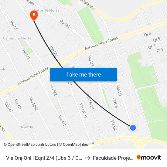 Via Qnj-Qnl | Eqnl 2/4 (Ubs 3 / Ced 6) to Faculdade Projeção map