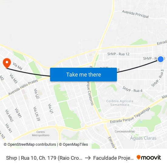 Shvp | Rua 10, Ch. 179 (Raio Crossfit) to Faculdade Projeção map