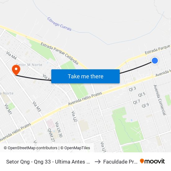 Setor Qng - Qng 33 - Ultima Antes Do Taguacenter to Faculdade Projeção map