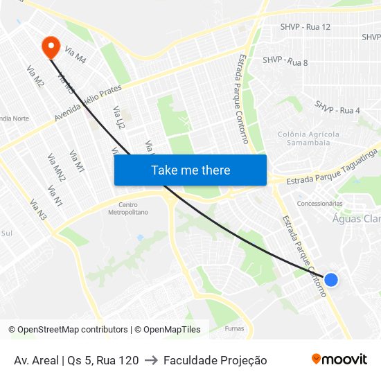 Av. Areal | Qs 5, Rua 120 to Faculdade Projeção map