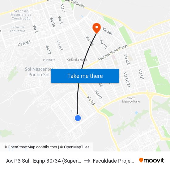 Av. P3 Sul - Eqnp 30/34 (Supercei) to Faculdade Projeção map