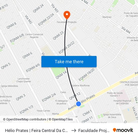 Hélio Prates | Feira Central Da Ceilândia to Faculdade Projeção map