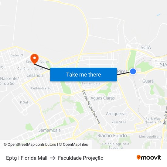 Eptg | Florida Mall to Faculdade Projeção map