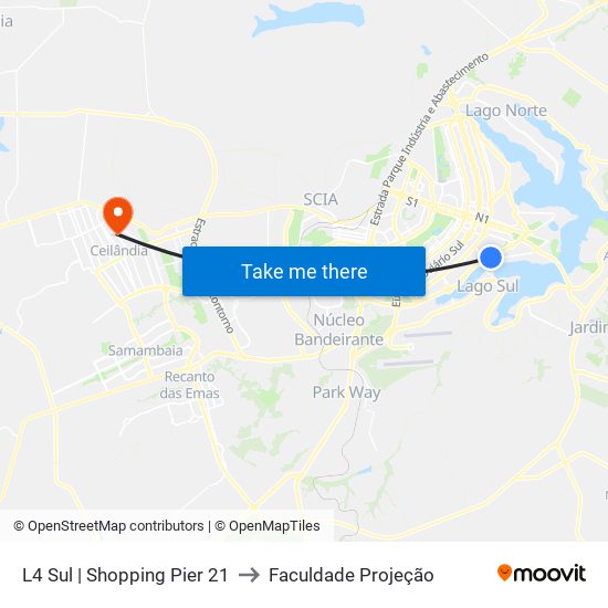 L4 Sul | Shopping Pier 21 to Faculdade Projeção map