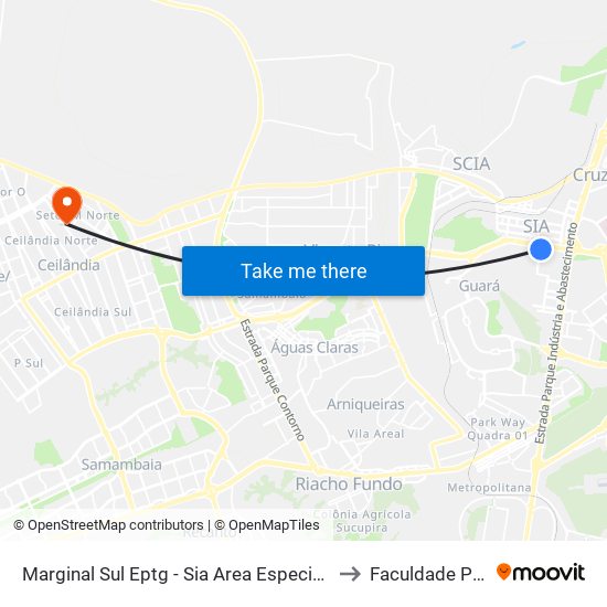 Marginal Sul Eptg - Sia Area Especial Próximo À Ceb to Faculdade Projeção map