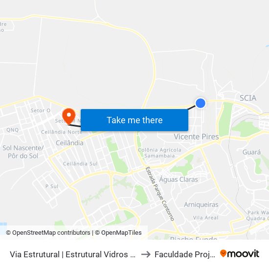 Via Estrutural | Estrutural Vidros (Rua 03) to Faculdade Projeção map