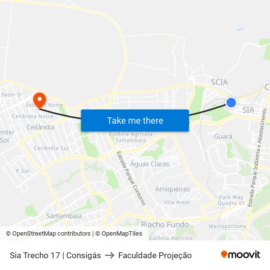 SIA Tr. 17 | Consigás to Faculdade Projeção map