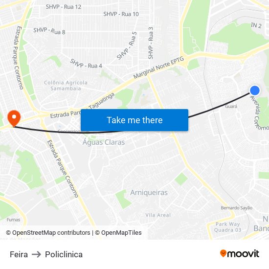 Feira to Policlinica map