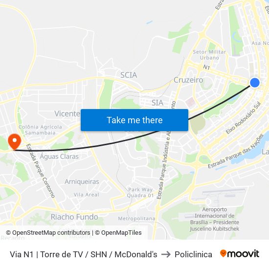 Via N1 | Torre de TV / SHN / McDonald's to Policlinica map