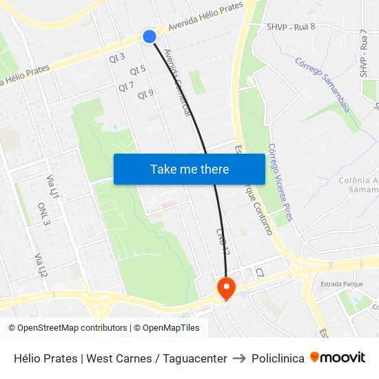 Hélio Prates | West Carnes / Taguacenter to Policlinica map