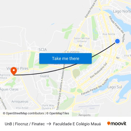 UnB | Fiocruz / Finatec to Faculdade E Colégio Mauá map