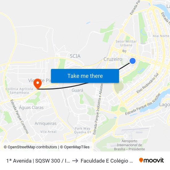 1ª Avenida | SQSW 300 / INEP to Faculdade E Colégio Mauá map