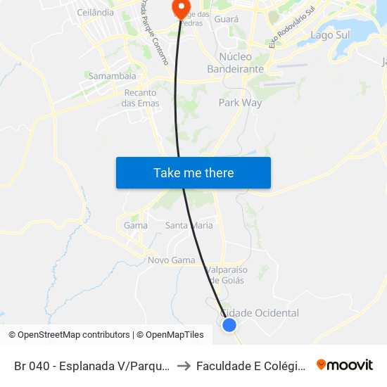 Br 040 - Esplanada V/Parque Marajó to Faculdade E Colégio Mauá map