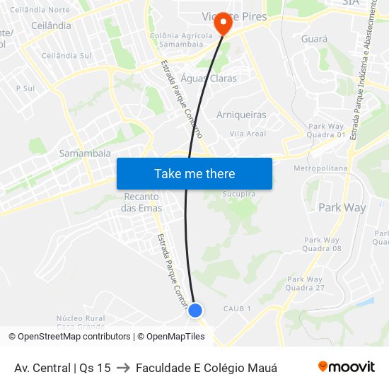 Av. Central | Qs 15 to Faculdade E Colégio Mauá map