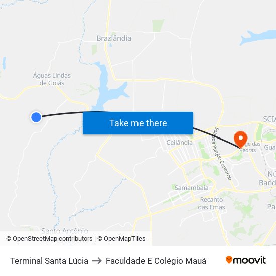 Terminal Santa Lúcia to Faculdade E Colégio Mauá map