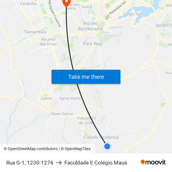 Rua G-1, 1230-1276 to Faculdade E Colégio Mauá map