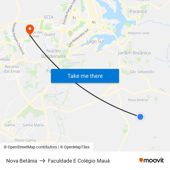 Nova Betânia to Faculdade E Colégio Mauá map