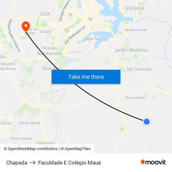 Chapada to Faculdade E Colégio Mauá map