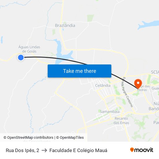 Rua Dos Ipês, 2 to Faculdade E Colégio Mauá map