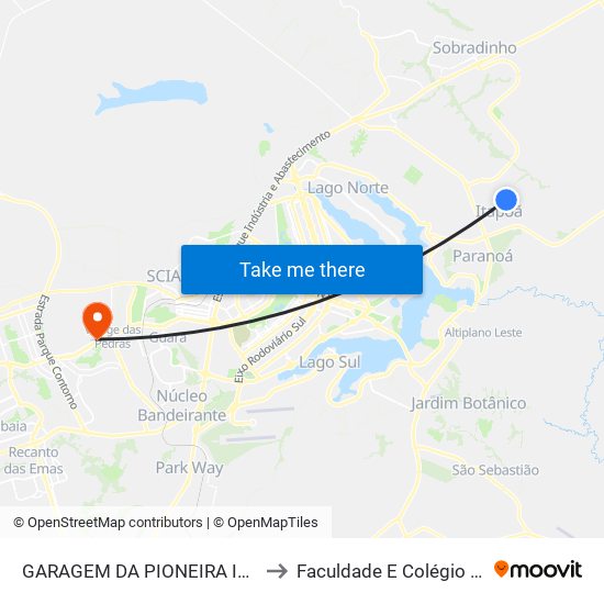 GARAGEM DA PIONEIRA ITAPOÃ to Faculdade E Colégio Mauá map