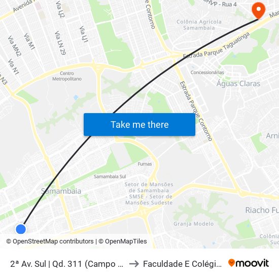 2ª Av. Sul | Qd. 311 (Campo Sintético) to Faculdade E Colégio Mauá map