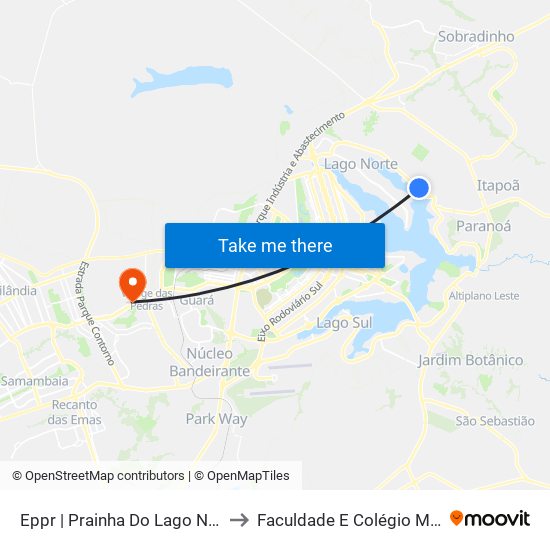 Eppr | Prainha Do Lago Norte to Faculdade E Colégio Mauá map