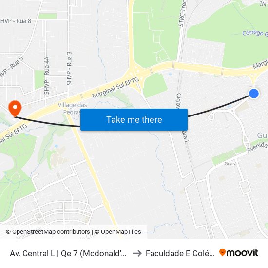 Av. Central L | Qe 7 (Mcdonald's / Cilg / Cef 2) to Faculdade E Colégio Mauá map