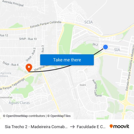 Sia Trecho 2 - Madeireira Comabra/Condor Atacadista to Faculdade E Colégio Mauá map