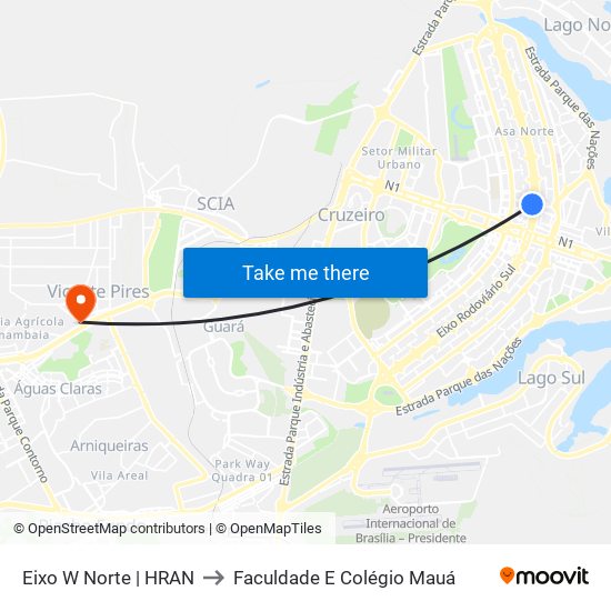 Eixo W Norte | HRAN to Faculdade E Colégio Mauá map