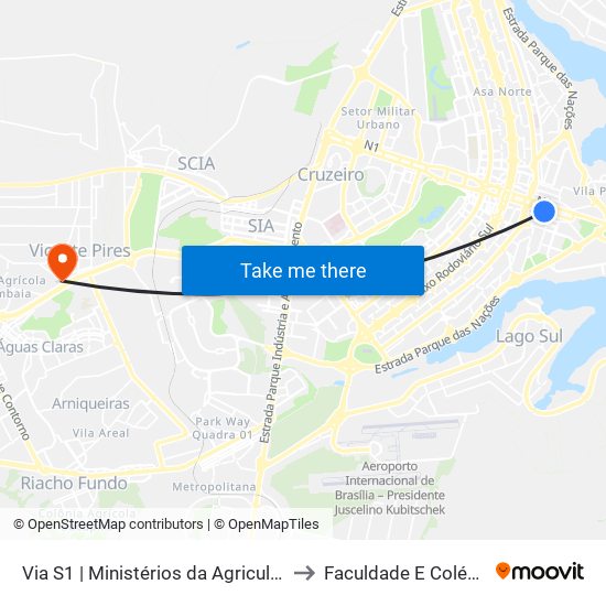 Via S1 | Ministérios da Agricultura / Mulher to Faculdade E Colégio Mauá map
