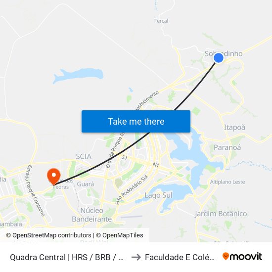 Quadra Central | HRS / BRB / CAIXA / INSS to Faculdade E Colégio Mauá map