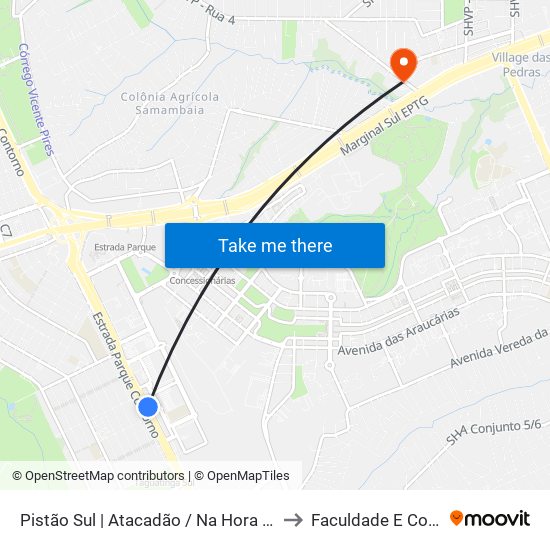 Pistão Sul | Atacadão / Na Hora / Leonardo Da Vinci to Faculdade E Colégio Mauá map