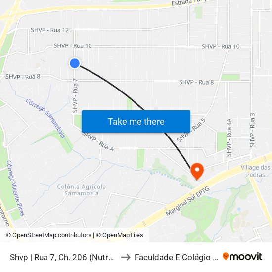 Shvp | Rua 7, Ch. 206 (Nutry Style) to Faculdade E Colégio Mauá map