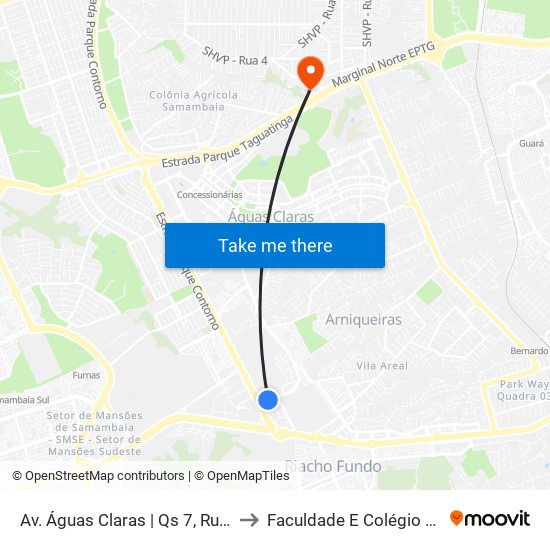 Av. Águas Claras | Qs 7, Rua 800 to Faculdade E Colégio Mauá map