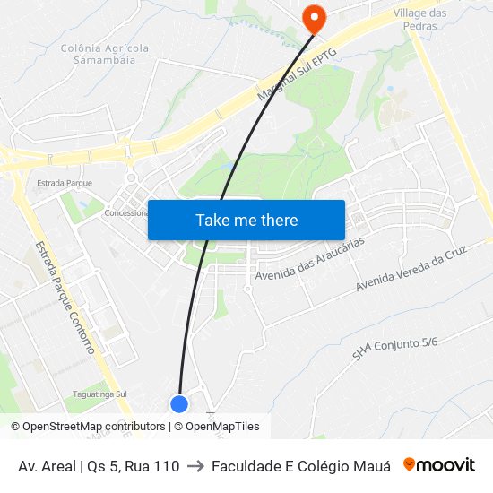 Av. Areal | Qs 5, Rua 110 to Faculdade E Colégio Mauá map