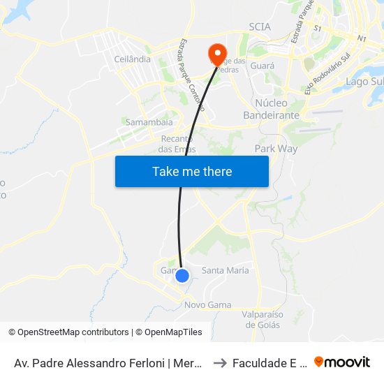 Av. Padre Alessandro Ferloni | Mercadão Leste / Prq. São Sebastião to Faculdade E Colégio Mauá map