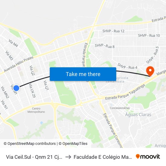 Via Ceil.Sul - Qnm 21 Cj B to Faculdade E Colégio Mauá map