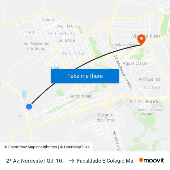 2ª Av. Noroeste | Qd. 1029 to Faculdade E Colégio Mauá map