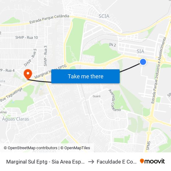 Marginal Sul Eptg - Sia Area Especial Próximo À Ceb to Faculdade E Colégio Mauá map