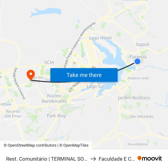 Rest. Comunitário | TERMINAL SOBRADINHO / PLANALTINA to Faculdade E Colégio Mauá map