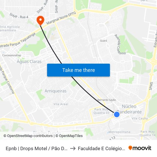 Epnb | Drops Motel / Pão Dourado to Faculdade E Colégio Mauá map