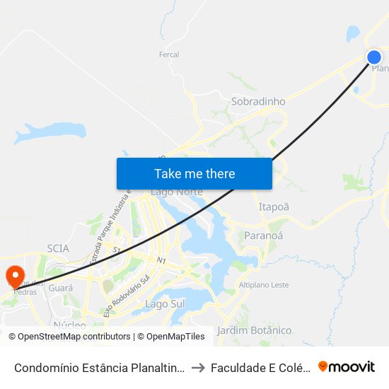 Condomínio Estância Planaltina - Posto Shell to Faculdade E Colégio Mauá map