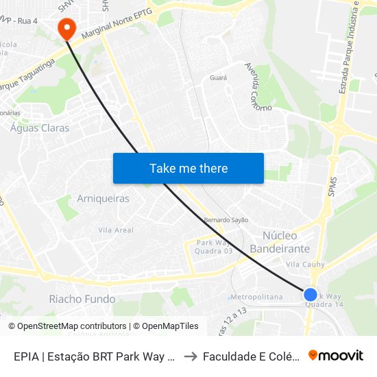 EPIA | Estação BRT Park Way / Floriculturas to Faculdade E Colégio Mauá map