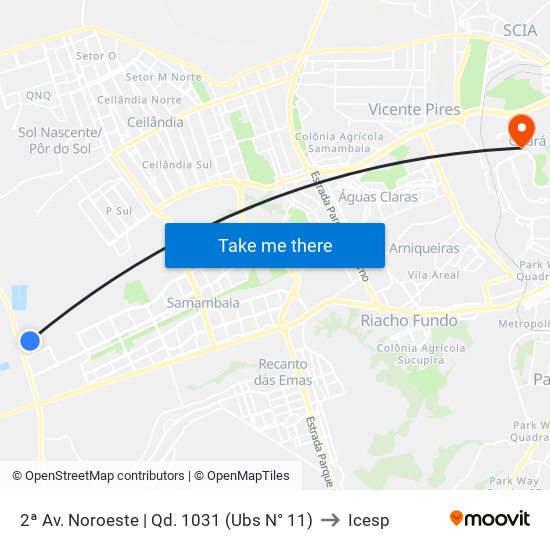 2ª Av. Noroeste | Qd. 1031 (Ubs N° 11) to Icesp map