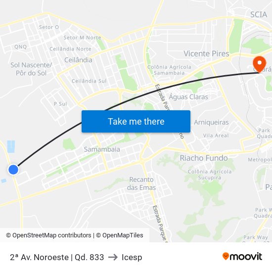 2ª Av. Noroeste | Qd. 833 to Icesp map