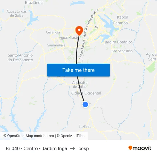 Br 040 - Centro - Jardim Ingá to Icesp map