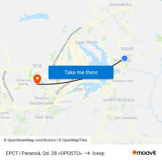 EPCT | Paranoá, Qd. 28 «OPOSTO» to Icesp map