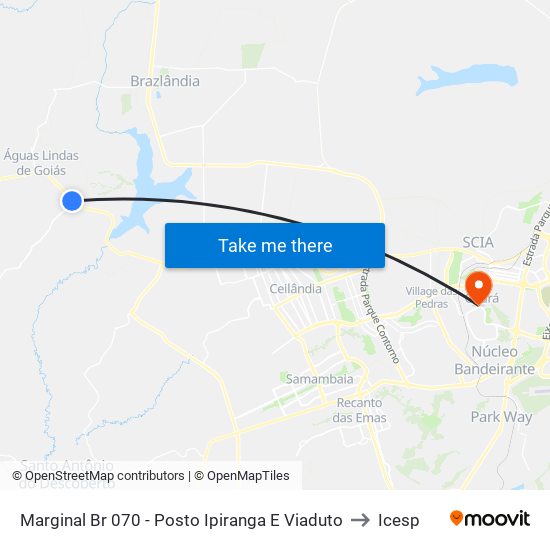 Marginal Br 070 - Posto Ipiranga E Viaduto to Icesp map